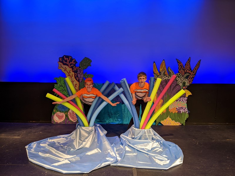 Nemo (Savannah Brutlag) is excited to leave the anemone, while his dad Marlin (Alex Richmond) is anxious about the big blue world.